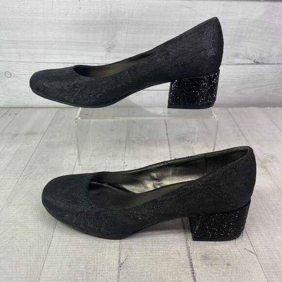 Kenneth Cole Reaction FLIP SIDE Beads Rhinestone Block Heel Slip On Shoes Sz 8 M - Picture 5 of 16